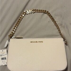 Michael Kors Cream Shoulder Bag with Gold Chain
